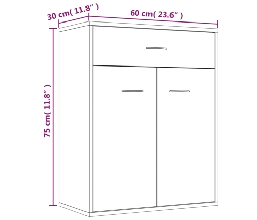 Aparador de madera contrachapada marrón roble 60x30x75 cm