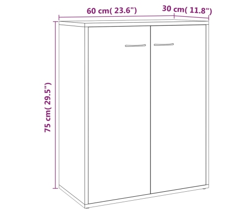 Aparador madera contrachapada color roble ahumado 60x30x75 cm