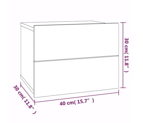 Mesita de noche madera contrachapada roble ahumado 40x30x30 cm