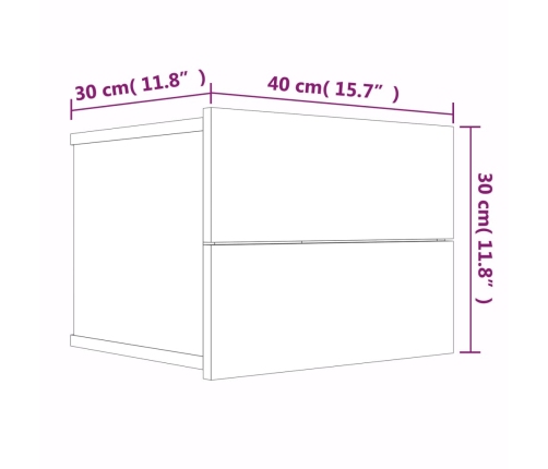 Mesitas de noche 2 uds contrachapada marrón roble 40x30x30 cm