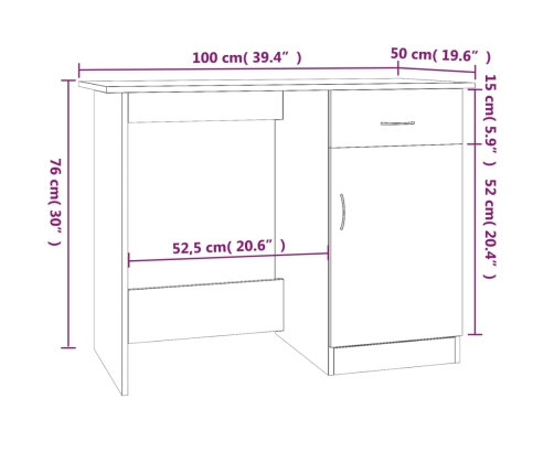 Escritorio madera contrachapada roble ahumado 100x50x76 cm