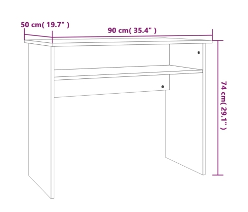 Escritorio de madera contrachapada marrón roble 90x50x74 cm