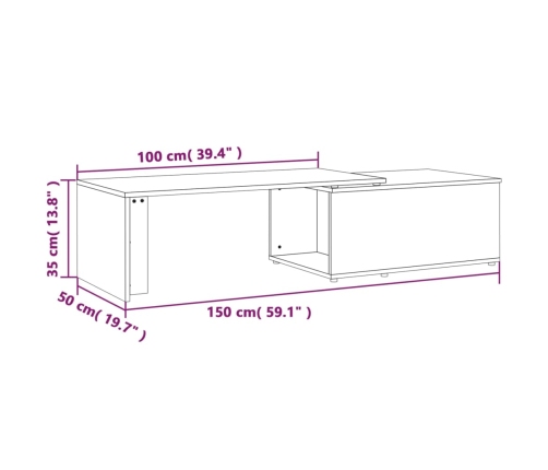 Mesa de centro madera contrachapada roble ahumado 150x50x35 cm