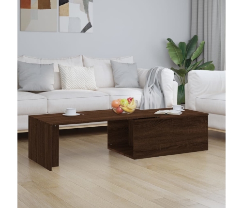 Mesa de centro madera contrachapada marrón roble 150x50x35 cm