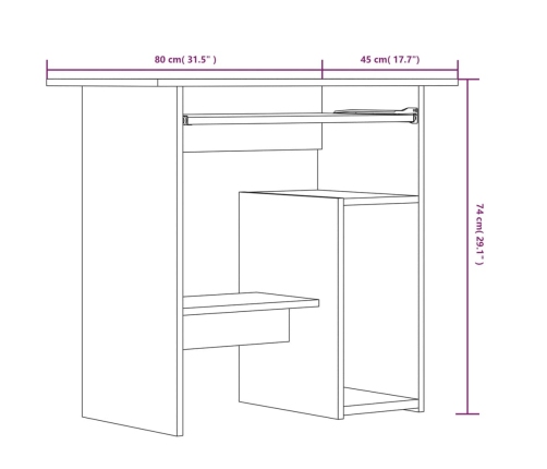 Escritorio de madera contrachapada gris Sonoma 80x45x74 cm