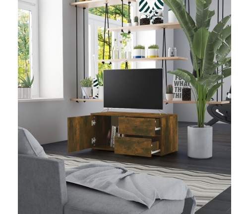 Mueble para TV madera contrachapada roble ahumado 80x34x36 cm