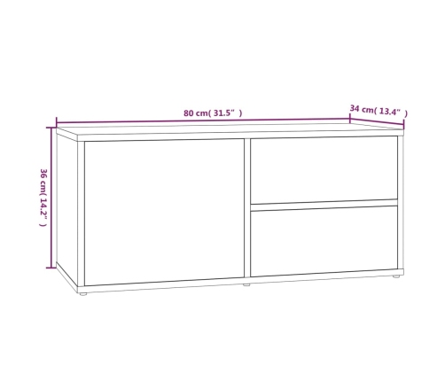 Mueble para TV madera contrachapada roble ahumado 80x34x36 cm