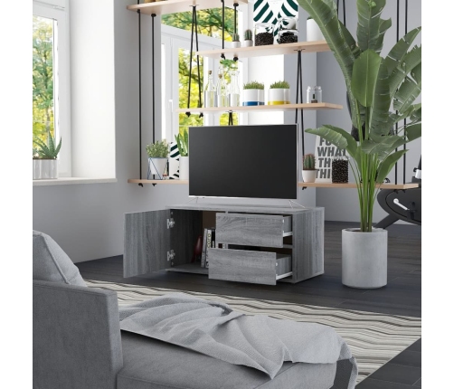 Mueble de TV madera contrachapada gris Sonoma 80x34x36 cm