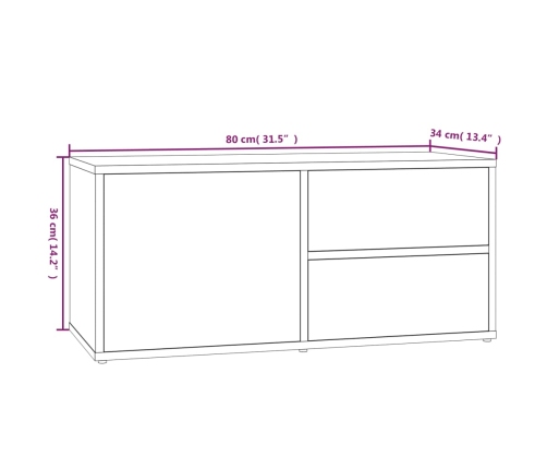 Mueble de TV madera contrachapada gris Sonoma 80x34x36 cm