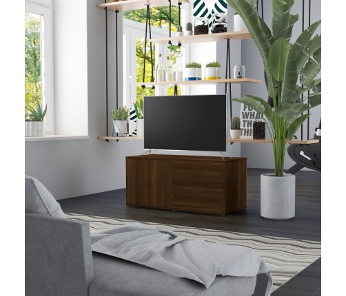 Mueble de TV madera contrachapada roble marrón 80x34x36 cm