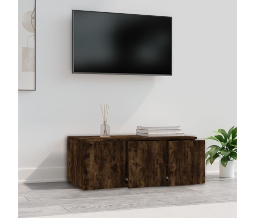 vidaXL Mueble para TV madera contrachapada roble ahumado 80x34x30 cm