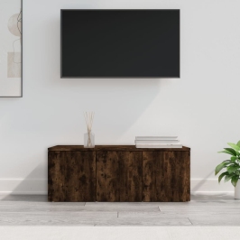 Mueble para TV madera contrachapada roble ahumado 80x34x30 cm