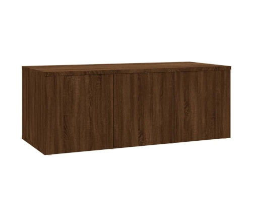 Mueble TV madera contrachapada color marrón roble 80x34x30 cm