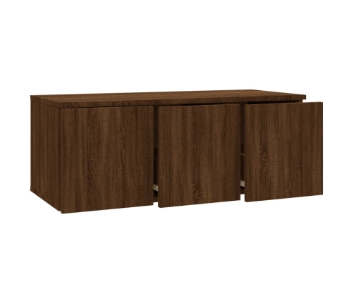 Mueble TV madera contrachapada color marrón roble 80x34x30 cm