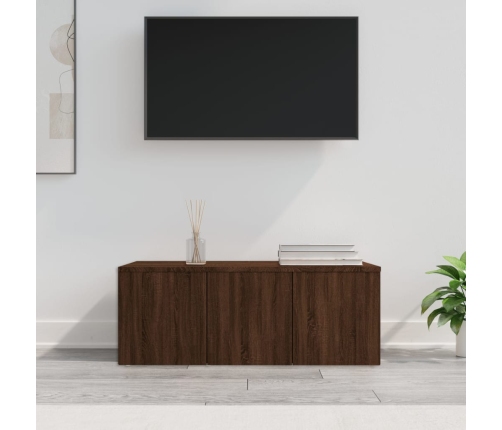 Mueble TV madera contrachapada color marrón roble 80x34x30 cm