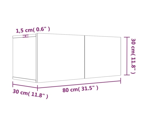 Mueble para TV madera de ingeniería roble ahumado 80x30x30 cm