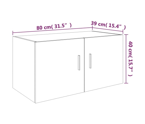 Armario de pared madera de ingeniería roble ahumado 80x39x40 cm