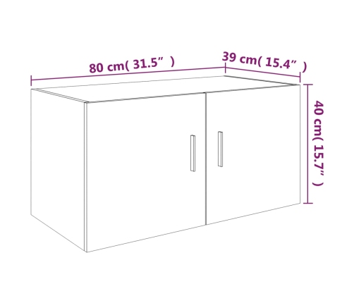 Armario de pared madera de ingeniería gris Sonoma 80x39x40 cm