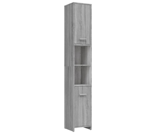 Armario de baño madera contrachapada gris Sonoma 30x30x183,5 cm