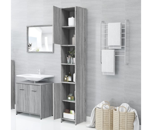 Armario de baño madera contrachapada gris Sonoma 30x30x183,5 cm