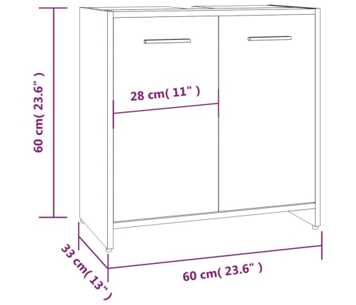 Armario de baño madera contrachapada roble ahumado 60x33x60 cm