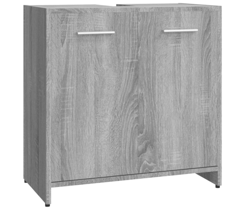 Armario de baño madera contrachapada gris Sonoma 60x33x60 cm