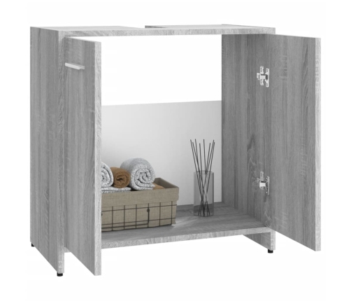 Armario de baño madera contrachapada gris Sonoma 60x33x60 cm