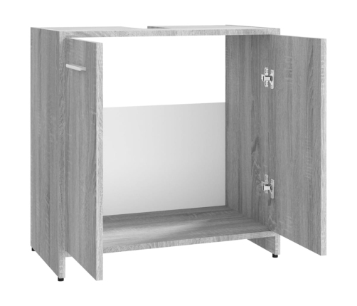 Armario de baño madera contrachapada gris Sonoma 60x33x60 cm