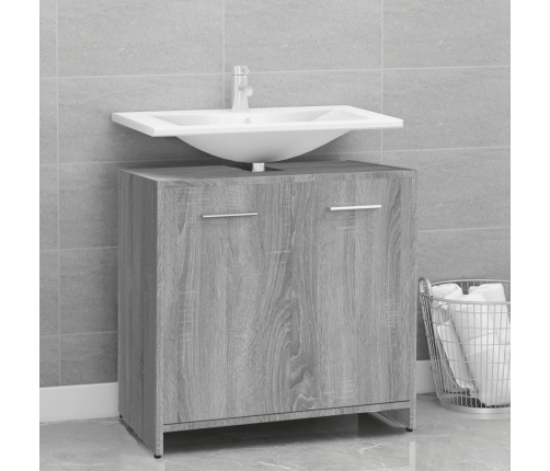 Armario de baño madera contrachapada gris Sonoma 60x33x60 cm