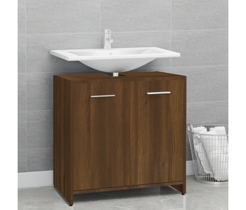 Armario de baño madera contrachapada marrón roble 60x33x60 cm