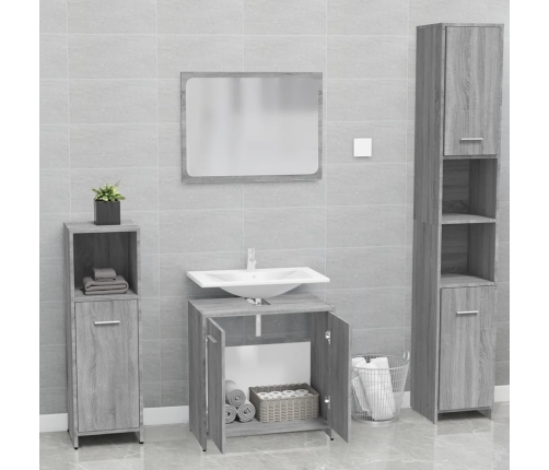 Set de muebles de baño madera contrachapada gris Sonoma