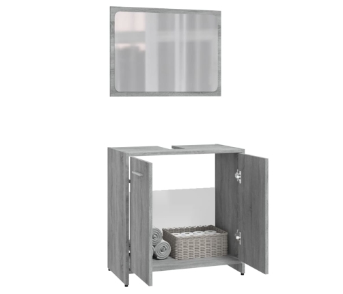 Set de muebles de baño madera contrachapada gris Sonoma