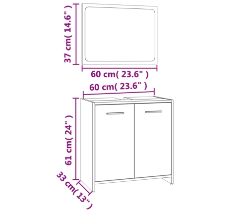 Set de muebles de baño madera contrachapada gris Sonoma