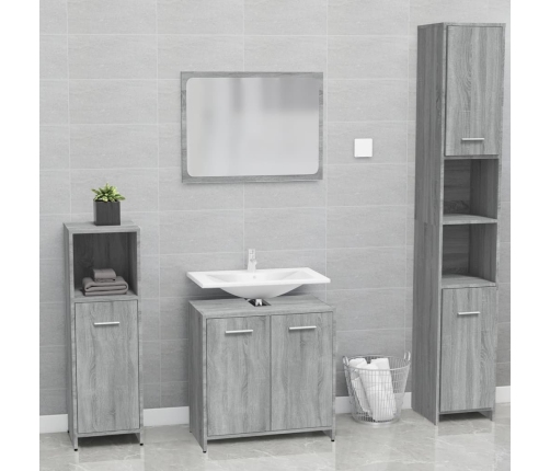 Set de muebles de baño madera contrachapada gris Sonoma