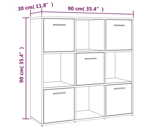 Estantería madera contrachapada roble marrón 90x30x90 cm