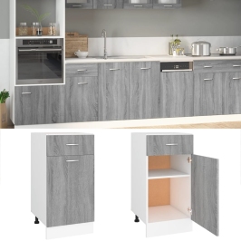 Armario bajo cocina madera ingeniería gris Sonoma 40x46x81,5 cm