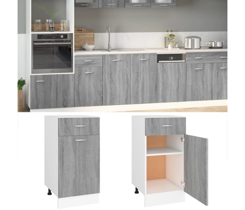 Armario bajo cocina madera ingeniería gris Sonoma 40x46x81,5 cm