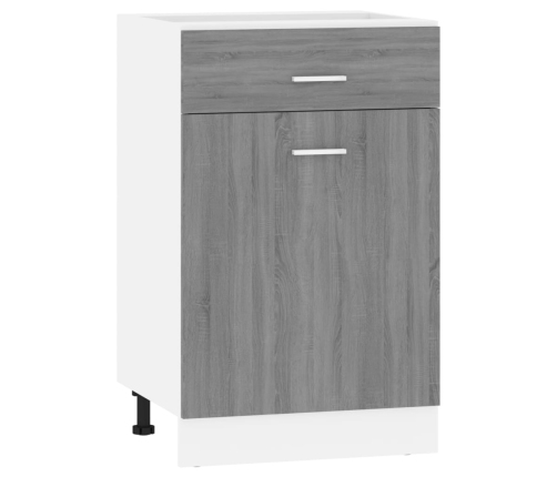 Armario bajo cocina madera ingeniería gris Sonoma 50x46x81,5 cm