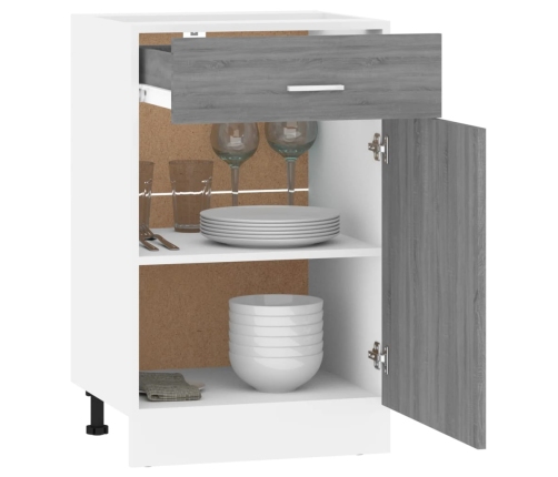 Armario bajo cocina madera ingeniería gris Sonoma 50x46x81,5 cm