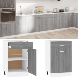 Armario bajo cocina madera ingeniería gris Sonoma 50x46x81,5 cm