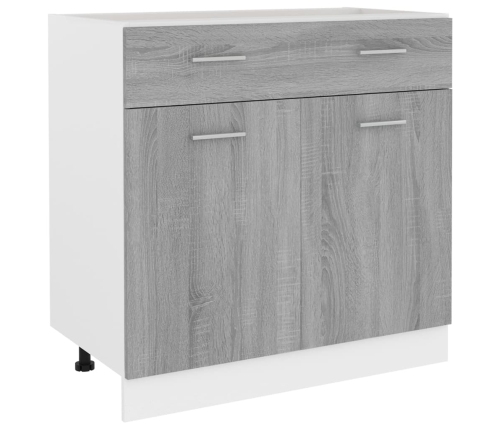 Armario inferior cocina contrachapada gris Sonoma 80x46x81,5 cm