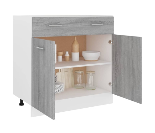 Armario inferior cocina contrachapada gris Sonoma 80x46x81,5 cm