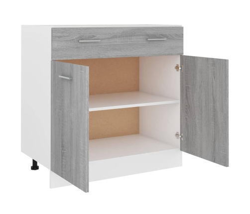 Armario inferior cocina contrachapada gris Sonoma 80x46x81,5 cm