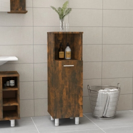 Armario de baño madera contrachapada roble ahumado 30x30x95 cm