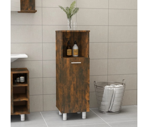 Armario de baño madera contrachapada roble ahumado 30x30x95 cm