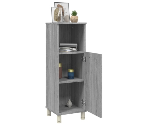 Armario de baño madera contrachapada gris Sonoma 30x30x95 cm