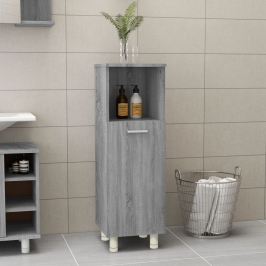 Armario de baño madera contrachapada gris Sonoma 30x30x95 cm