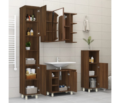 Armario de baño madera contrachapada roble marrón 30x30x95 cm