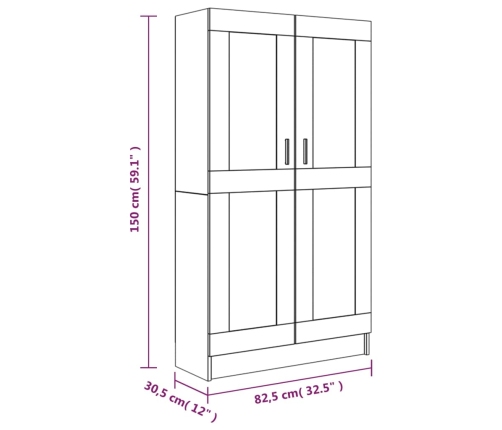 vidaXL Armario libros madera contrachapada roble humo 82,5x30,5x150 cm