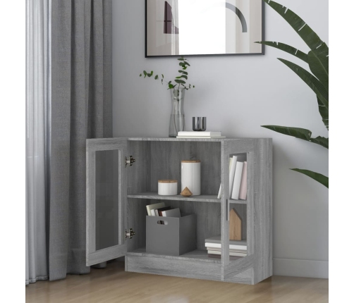 Vitrina de madera contrachapada gris sonoma 82,5x30,5x80 cm